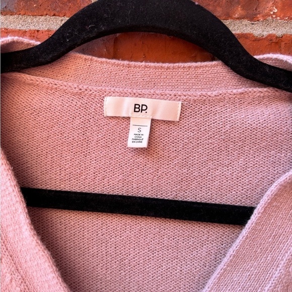 BP Womens Small Blush Pink Cold Shoulder Tie Cropped Cardigan Hi Lo Sweater - Picture 5 of 9